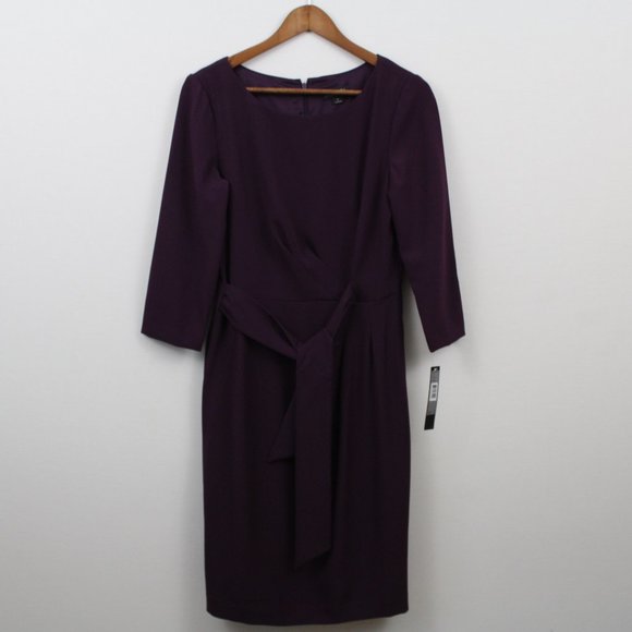 ⬇️$25 Tahari ArthurS. Levine Purple 3/4 Sleeve Dress - Picture 1 of 13